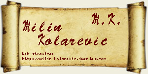 Milin Kolarević vizit kartica